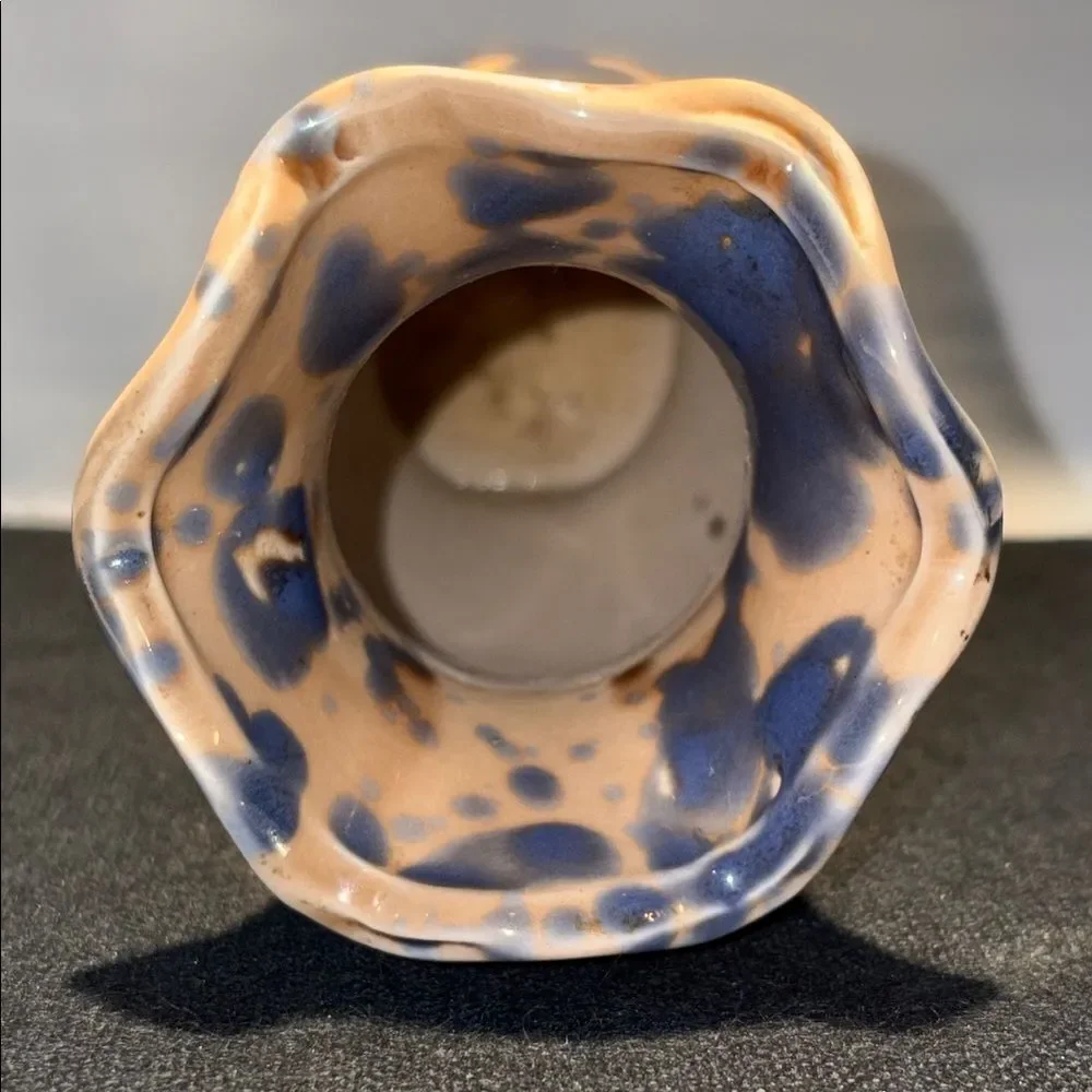 Elegant Blue and Tan Ceramic Vase